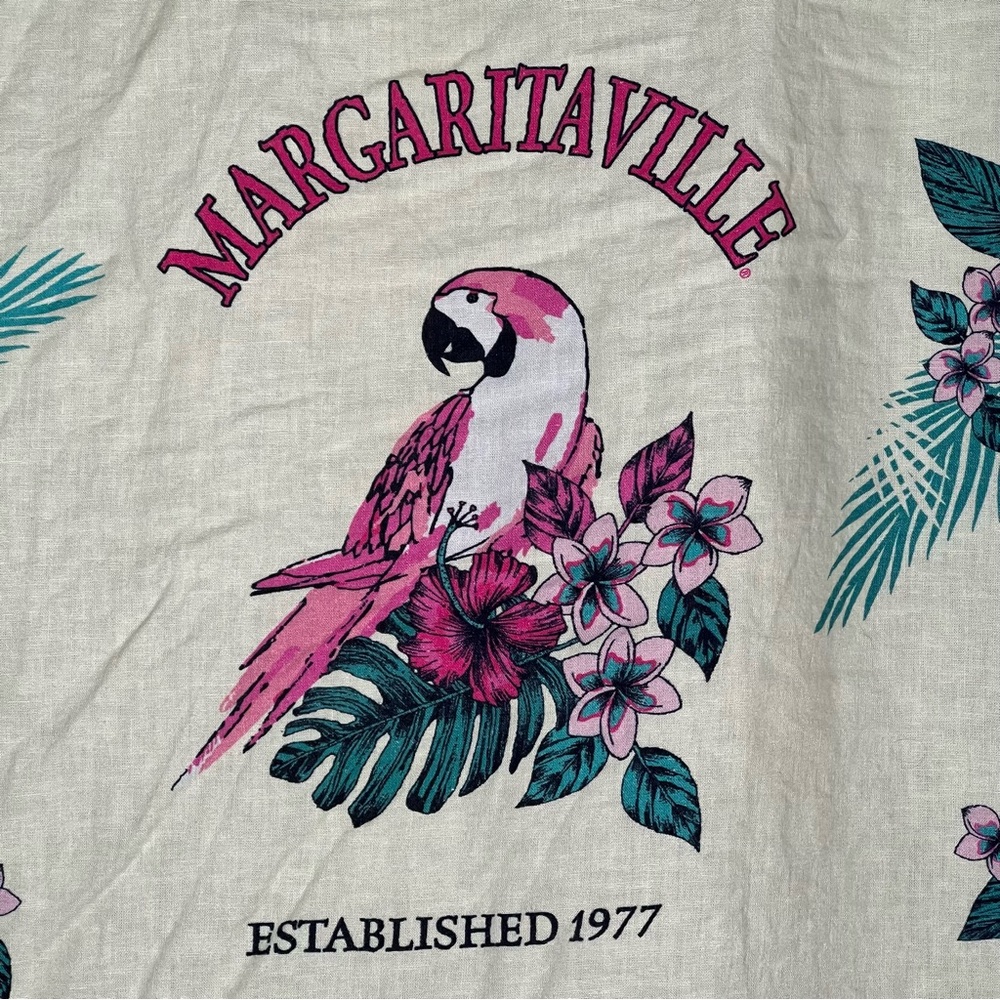 Margaritaville Floral Parrot Floral Short-Sleeve Sz XXL AOP Linen Blend Summer - Picture 4 of 8